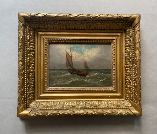 Marine huile sur panneau - marine,,