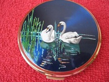 Poudrier Ancien Oiseau Cygne STRATTON - Old Stratton Compact Powder bird swan
