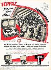 PUBLICITE ADVERTISING 085  1956  TEPPAZ  tourne-disque éléctrophone 3 hauts parl