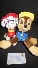 Lot 2 doudou peluche Pat Patrouille Chase + Marcus Paw Patrol NICKELODEON 26/22c