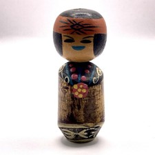 Poupée Aynu Mini Kokeshi japonaise vintage intérieur 2,5 pouces très rare...