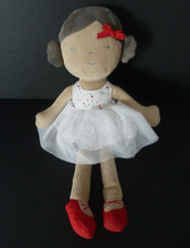 F. DOUDOU OBAIBI OKAIDI POUPEE robe tutu blanc rouge étoiles couettes 30cm TTBE