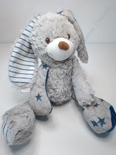 Peluche/Doudou Lapin Gris Bleu Marron Blanc Rayé Étoiles 30cm  Tape À L'oeil TAO