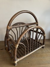 Porte Revues en Rotin / Bois Foncé - Vintage - Ancien - 1960 - Formes Courbées