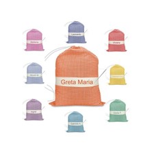 Brodé et personnalisé jardin d'enfants sac taille GRAND MAXI cm. 45x60 À CARREAU