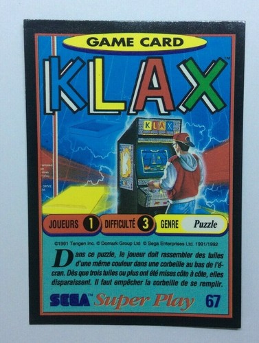 Carte klax jeu - klax,
