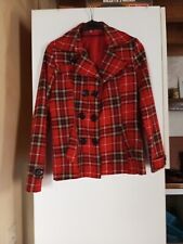 Veste Style Caban Court- Tartan Écossais Rouge- 36/38