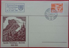 Suisse n°482 oblitéré sur carte avec cachet "bureau de poste automobile" 1953