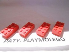 Lot de 4 briques Lego 2x4 de couleur rouge ref.3001