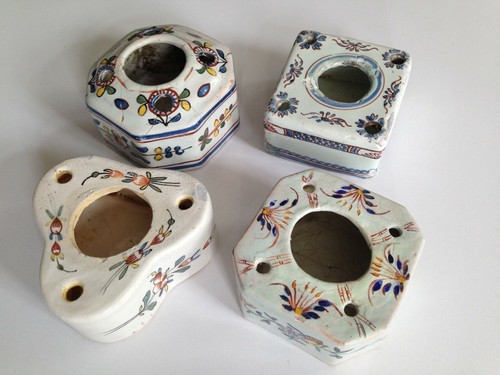 Lot anciens encrier faïence - 4,