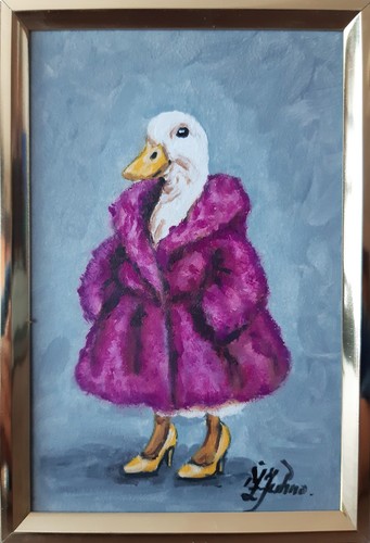 Peinture huile lady duck - peinture, à
