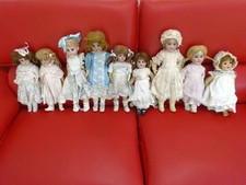 9 poupees tete porcelaine,anciennes, AM dep 1891 etc