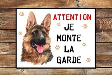 Plaque attention au chien Berger allemand Je monte la garde