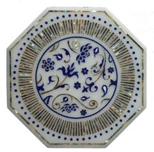 18 " Marbre Coin Table Top Incrustation Travail Maison Pièce Décor Et Cadeaux