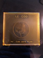 BOITE PLASTIQUE VINTAGE - ORANGE - LE COQ - CURE DENTS