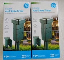 Lot of 2 -GE 6-Outlet Yard Stake Timer