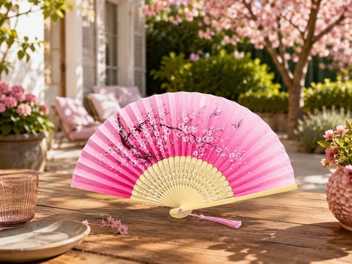 éventail pliant bambou floral - bambou,