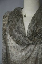 Lanvin. Merveilleuse mousseline de soie taupe gris carbone crème.1M15