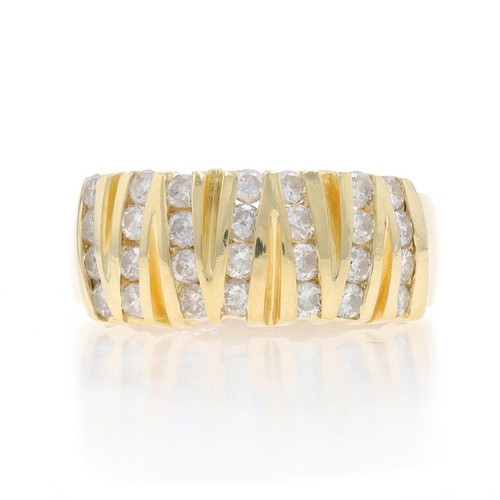 Jaune diamant zig zag serti - or,