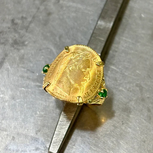 Bague pièce jaune 750 - or, &
