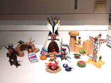 PLAYMOBIL LOT WESTERN / CAMP INDIENS ROCHERS TIPI TOTEM
