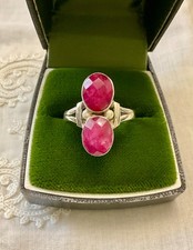 ANCIENNE BAGUE  ARGENT MASSIF AJOURÉE -  2 PIERRES RUBIS VÉRITABLES - UNIQUE