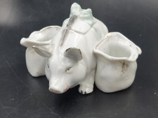 Service à condiments Moutardier Porcelaine Zoomorphe cochon Art Nouveau déb XXe