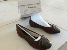 RAVISSANTES BALLERINES NEUVES JOHANN CUIR DAIM CHOCOLAT BOUT /BOUCLE VERNIS T.39