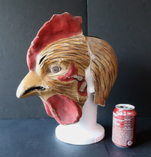 Coq Masque Ancien Carton Peint circa 1900 Rooster
