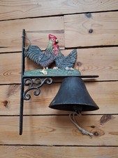 Rare Cloche de jardin ancienne avec potence multicolore (émaillée)