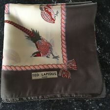 Foulard Carré vintage Ted Lapidus décor de faisans & de la goutte d'eau Provence