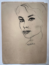 Visage Portrait Femme DESSIN ORIGINAL Mode DENISE AROKAS XX°