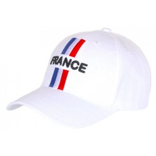 Casquette France Blanche Drapeau Bleu Blanc Rouge Mode Classe-Taille unique