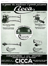 Publicité ancienne Cicca avertisseurs indispensables 1935 issue de magazine