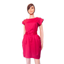 Robe tulipe Vintage 80s fuchsia | Taille cintrée, manches à boutons, France