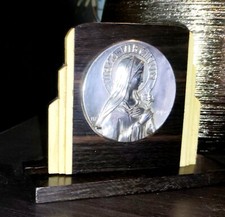 Portrait Religieux de la Vierge - Virgo Virginium - Ebène et faux Ivoire - Signé