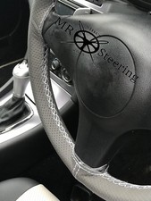 Pour Peugeot 106 Housse De Volant En Cuir Perforé Grise 91+ Double Blanc ST