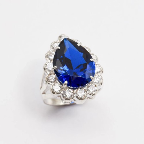 Bague diamant saphir bleu
