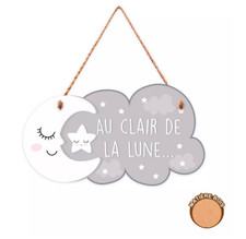 Plaque bois déco chambre d'enfants, décoration bébé, citation clair de lune