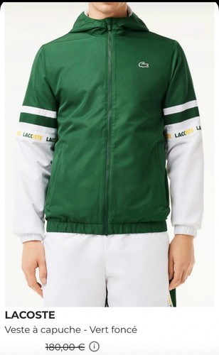 Veste capuche lacoste verte - veste,