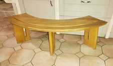 Banc incurvé en hetre demi lune dlg Pierre Chapo Vintage C.1980