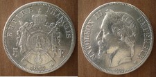 France 5 Francs 1867 Silver Coin Mint BB Strasbourg Napoleon 3 Franc Free Shp