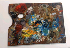 Ancienne Palette De Peintre En Bois Huile Décoration