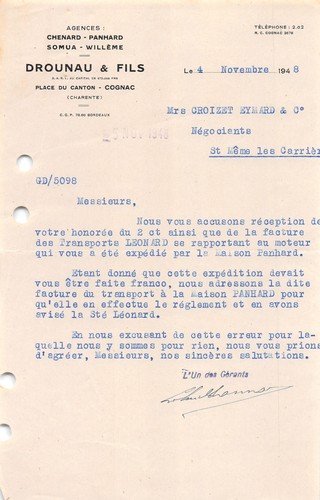 1948 drounau fils cognac - drounau,