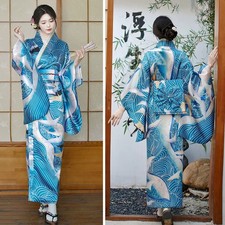 Japonais Femme Kimono Satin Floral Yukata Mariée Nightgown Pyjama Déguisements