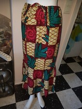 Jupe africaine  longue droite  evase au fond tissu wax. T 38 African Imprimé 
