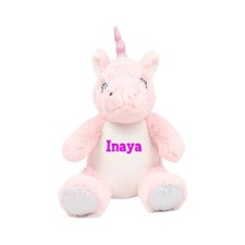 Mini peluche doudou licorne personnalisé motif et prénom