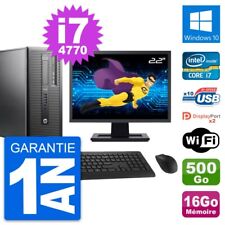 PC Tour HP 600 G1 Ecran 22" Intel i7-4770 RAM 16Go Disque 500Go Windows 10 Wifi