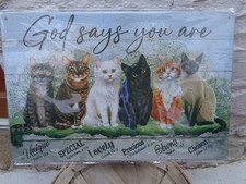 TOLE METAL CHAT 20 X 30 CMS NON PLAQUE EMAILLEE ANCIENNE