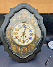 PENDULE OEIL DE BOEUF NAPOLEON III BEAU DECOR CHINOISERIES XIXÈME